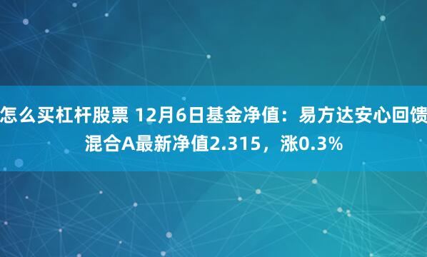 怎么买杠杆股票 12月6日基金净值：易方达安心回馈混合A最新净值2.315，涨0.3%