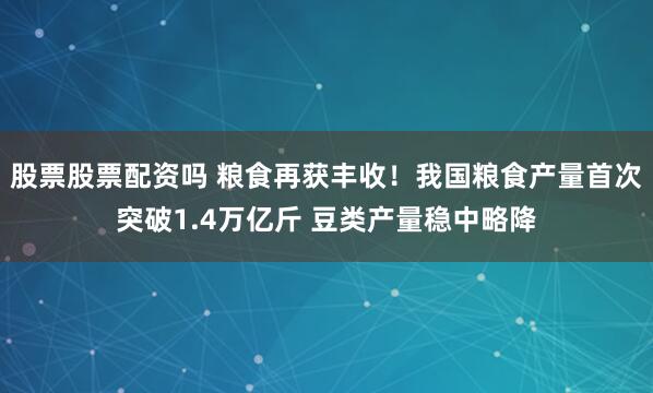 股票股票配资吗 粮食再获丰收！我国粮食产量首次突破1.4万亿斤 豆类产量稳中略降