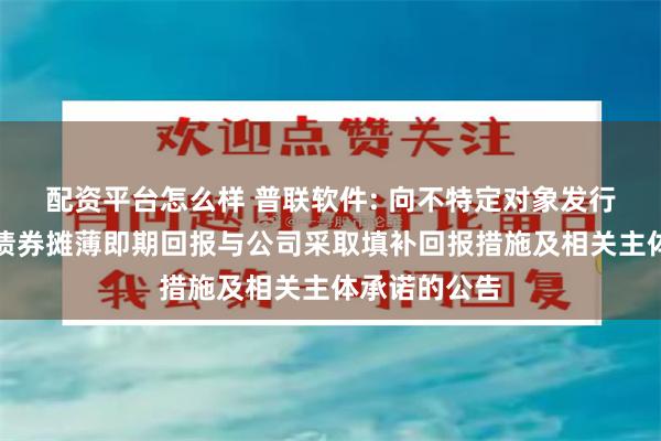 配资平台怎么样 普联软件: 向不特定对象发行可转换公司债券摊薄即期回报与公司采取填补回报措施及相关主体承诺的公告