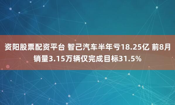 资阳股票配资平台 智己汽车半年亏18.25亿 前8月销量3.15万辆仅完成目标31.5%